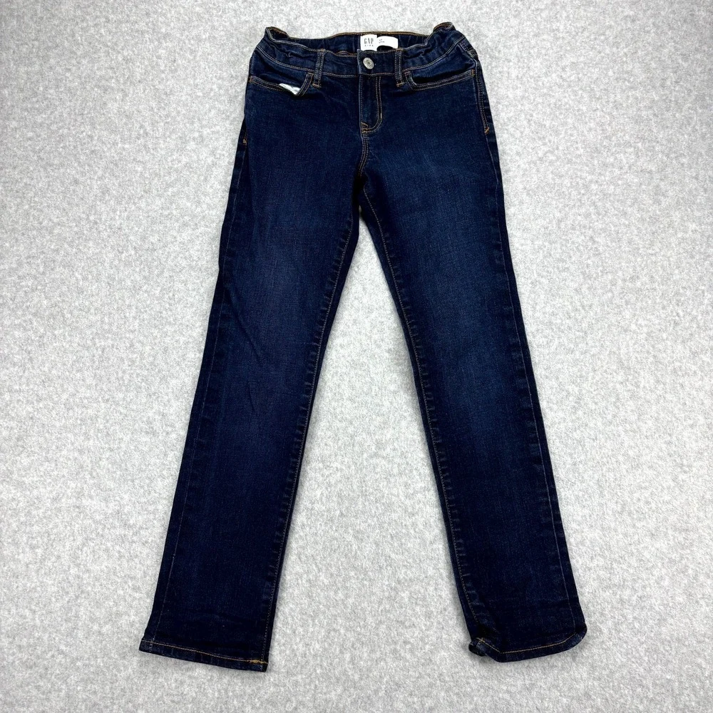 GAP Jeans Girls 10 Blue Denim Dark Wash Single Stretch Classic 5 Pocket Slim Fit